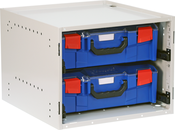 SCS2LA-BL - StorageTek Cabinet complete with 2 large ABS cases with PC Lid. Fully Assembled-Blue Case