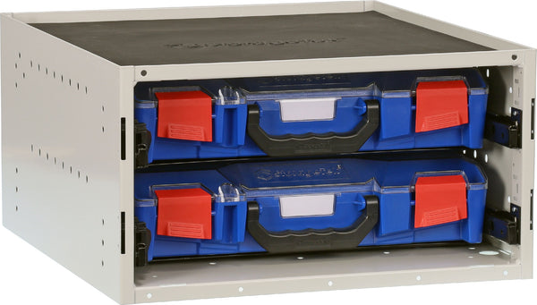 SCS2SA-BL - StorageTek Cabinet complete with 2 Small ABS cases with PC Lid Cases Fully Assembled- Blue Case