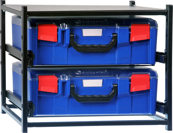 SFS2LA-BL - StorageTek Frame complete with 2 Large ABS cases with PC Lid.   Fully Assembled- Blue Case