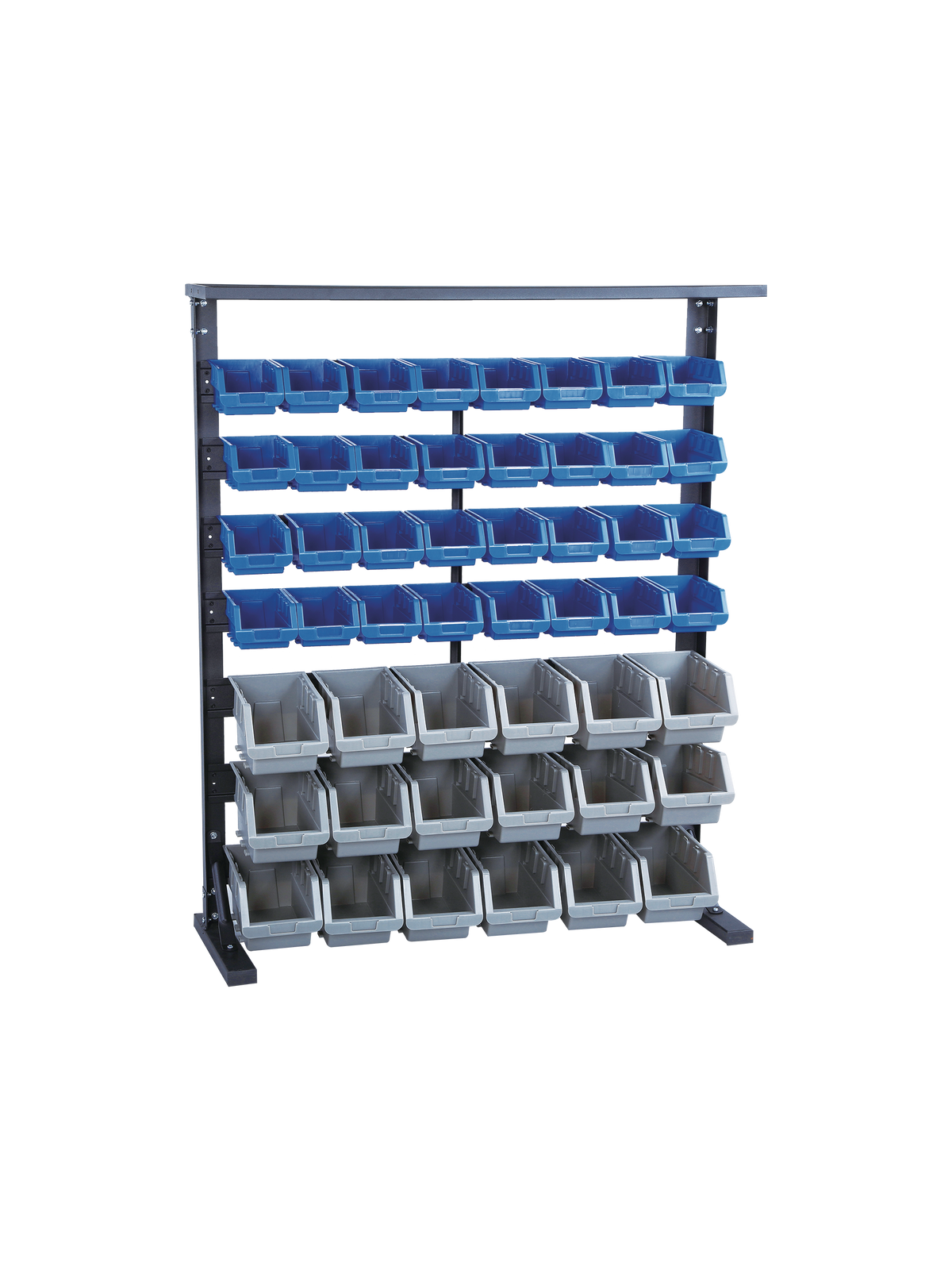 StorageTek frame rack with top shelf and 50 bins