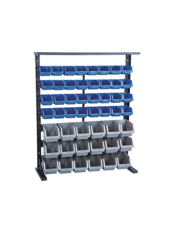 StorageTek frame rack with top shelf and 50 bins