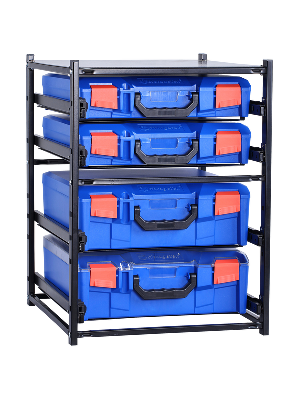 SFS2LA2SA -BL - StorageTek Frame complete with 2 Large and 2 Small ABS cases with PC Lid.  Fully Assembled- Blue Case