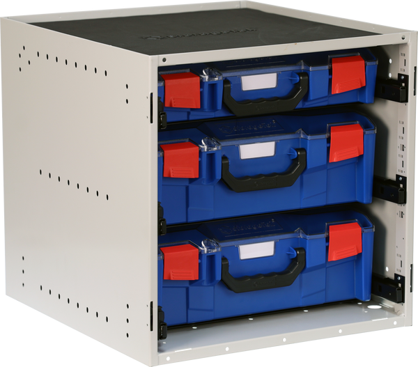 SCS2L1A-BL - StorageTek Cabinet complete with  2 large and 1 small ABS case with PC Lid. Assembled- Blue Case