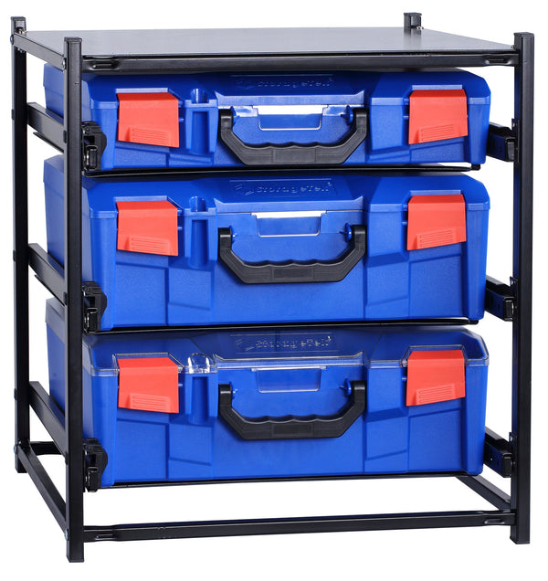 SFS2LA1SA-BL - StorageTek Frame complete with 2 Large and 1 Small ABS cases with PC Lid.   Fully Assembled- Blue Case