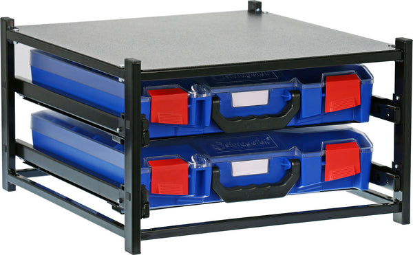 SFS2SA-BL - StorageTek Frame complete with 2 small ABS cases with PC Lid.  Fully Assembled- Blue Case
